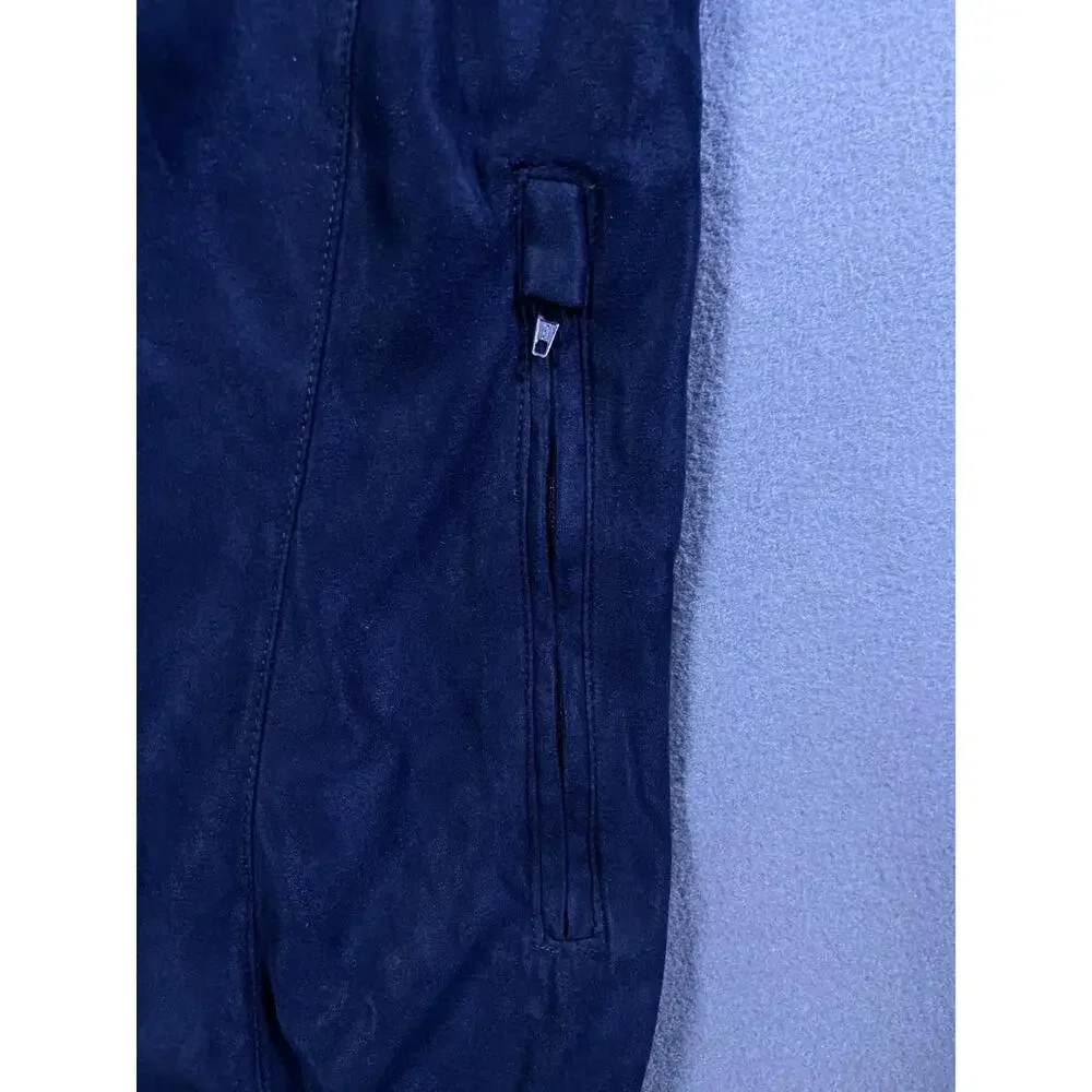 ZERO RESTRICTION Jacket Mens Large Microsuede Pullover Wind Shirt Jacket Navy